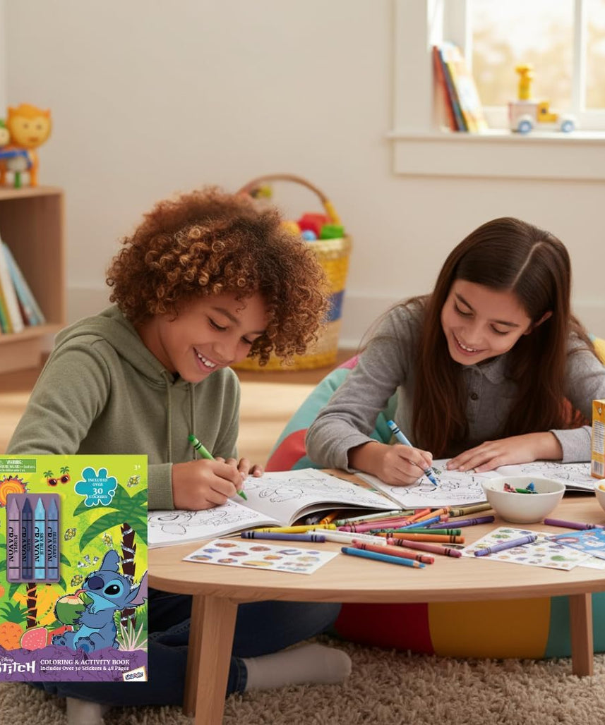 Skoodle Stitch Disney Coloring and Activity Book with Crayons for Kids, Multicolor