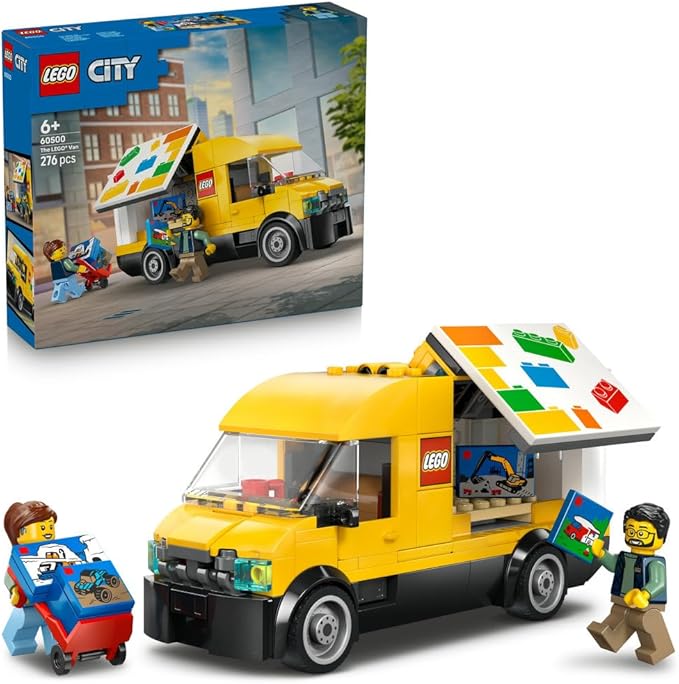 LEGO City The LEGO Van Toy - Delivery Truck Model Building Kit w/ 2 Minifigures, Trolley & Accessories - Birthday Gift Idea for 6+ Year Old Boys - 60500