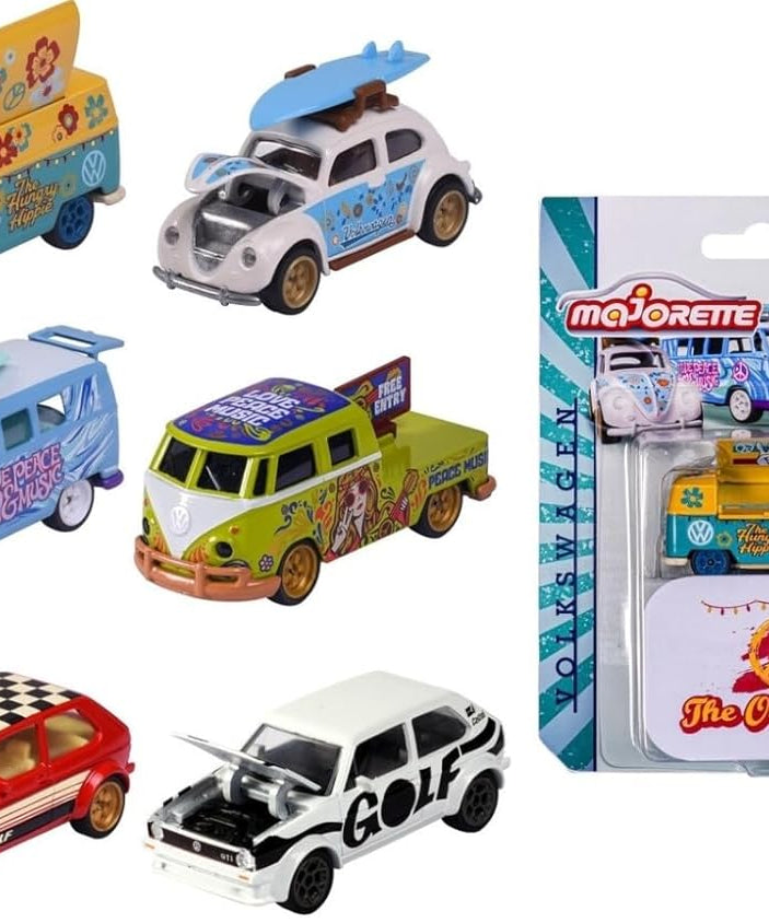 Majorette Volkswagen Deluxe Cars Collection – Die-Cast 1:64 Scale, 6 Assorted Models, Random Selection