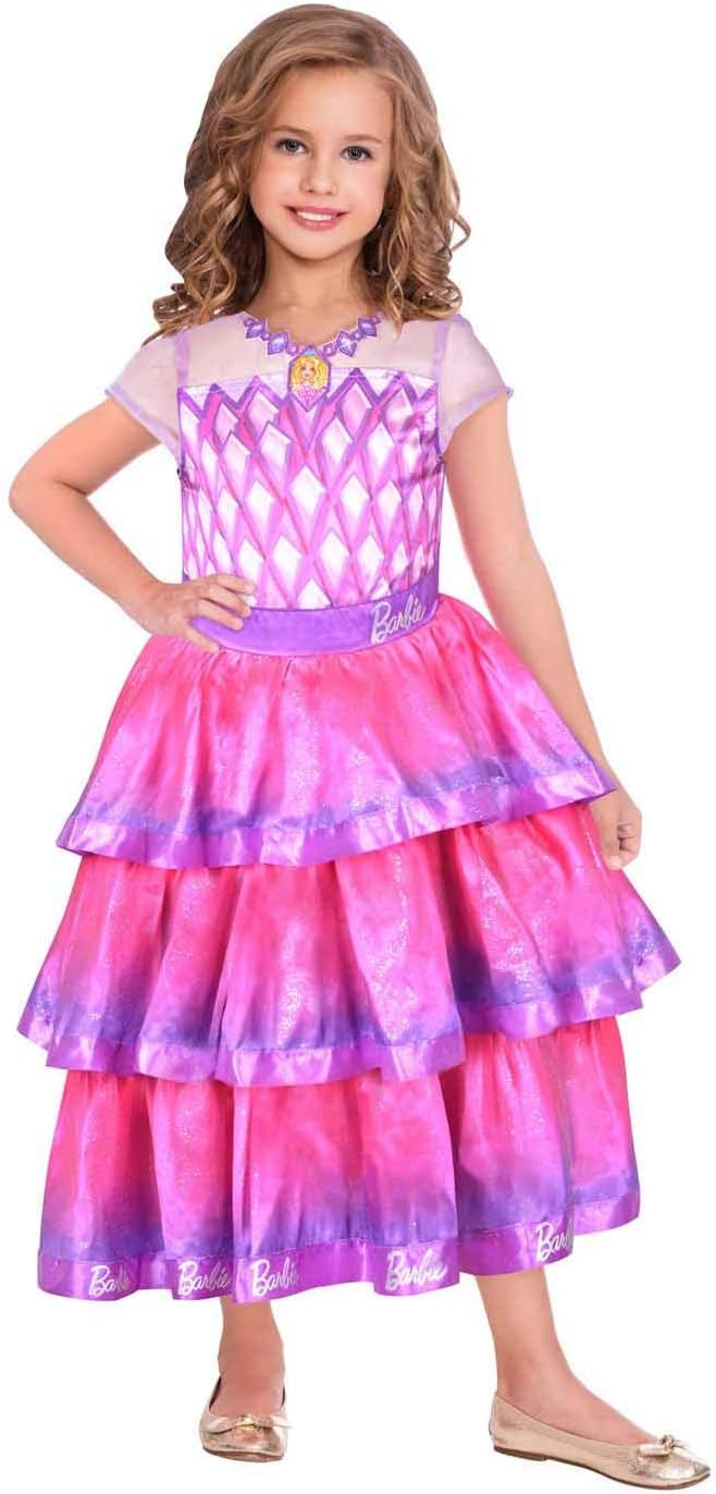 Amscan 9904431 Children's Costume Barbie Gemstone Ball Gown, Pink, 116 (EU)
