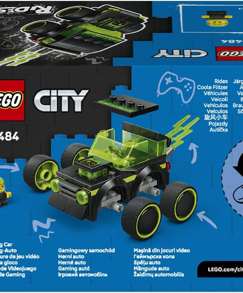 LEGO City Rides – Gaming Race Car Toy - Mini Building Set w/a Driver Junior Minifigure - Party Bag Fillers - Small Collectible Gift for 5+ Year Old Boys - 60484