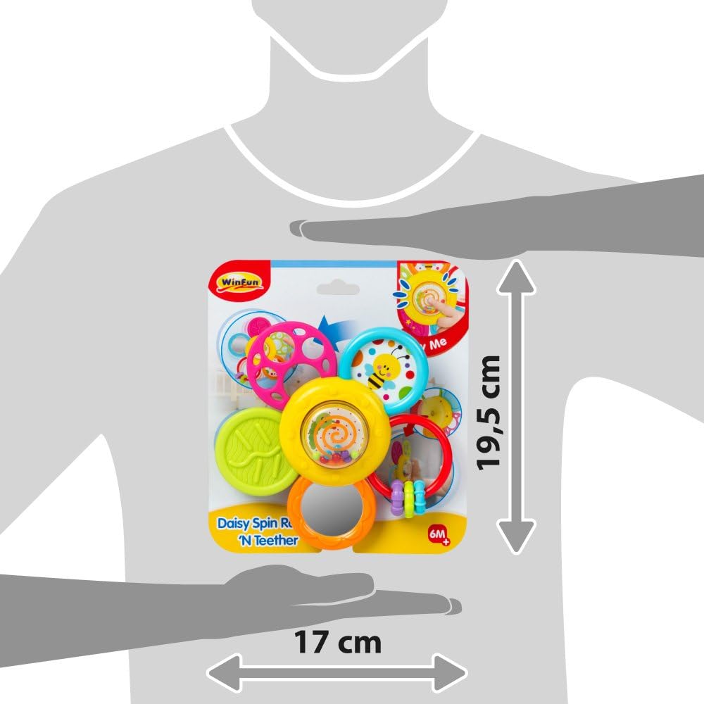 WinFun Press N Spin Flower Rattle & Teether – Ages 6 Months+