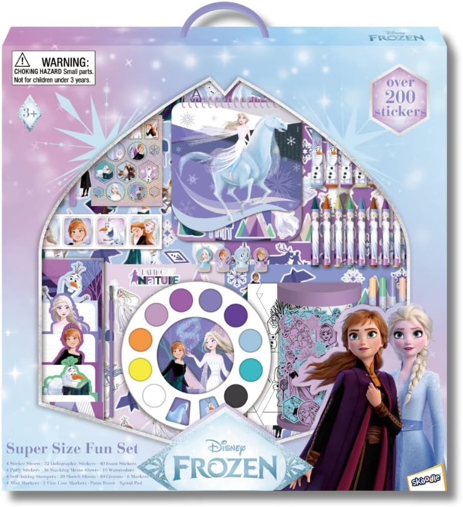 Disney Frozen Arts & Craft Kit for Girls, Super Size Fun Set with Stickers, Markers, Crayons & Paint - 200+ Pieces for Kids 3+