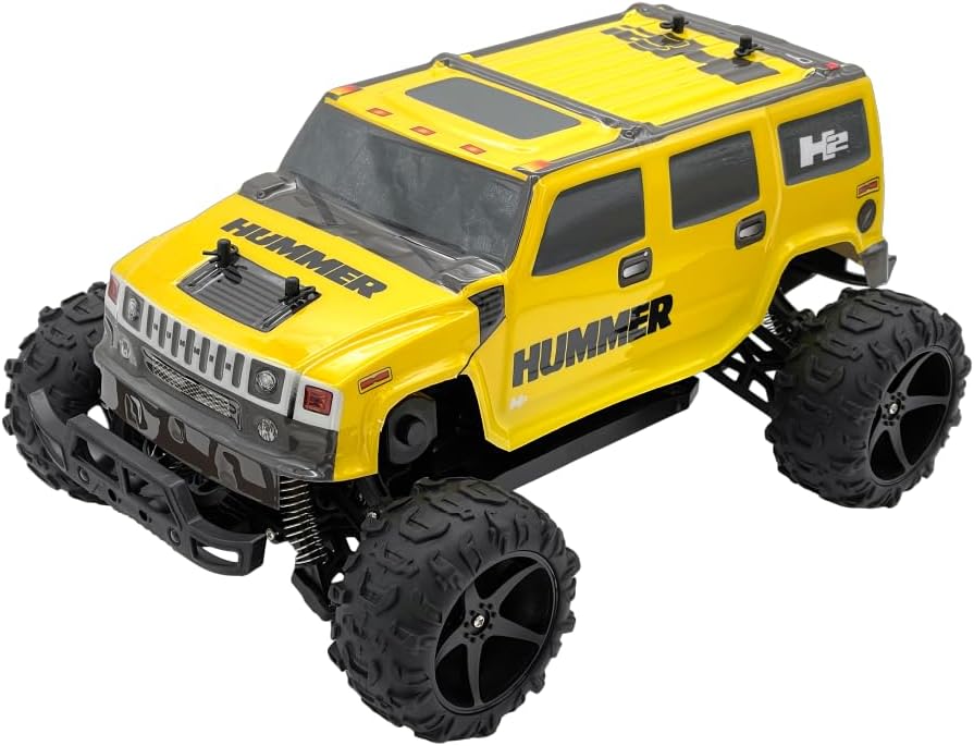 D-Power 1:10 Yellow HUMMER H2 RC Car, 2.4GHz Remote Control Off-Road SUV, USB Rechargeable 7.4V Battery, Ages 6+