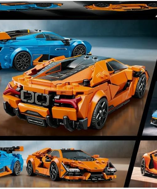 LEGO Speed Champions Lamborghini Revuelto & Huracán STO - Toy Race Cars Model Kit incl. 2 Driver Minifigures - Ramadan Gift for 10+ Year Old Boys - 77238
