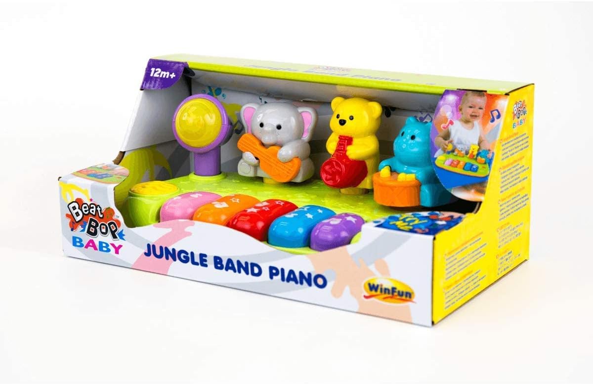 Winfun Jungle Band Piano, Light Up Musical Keyboard with Animal Sounds and Jungle Melodies, Interactive Music Toy for Toddlers, For Boys and Girls 18M+