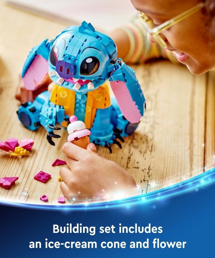 LEGO | Disney Stitch Toy - Play & Display Figure with an Ice-Cream Cone & Decorative Flower - Ramadan Gift for 9+ Year Old Girls, Boys & Lilo & Stitch Movie fans - 43249