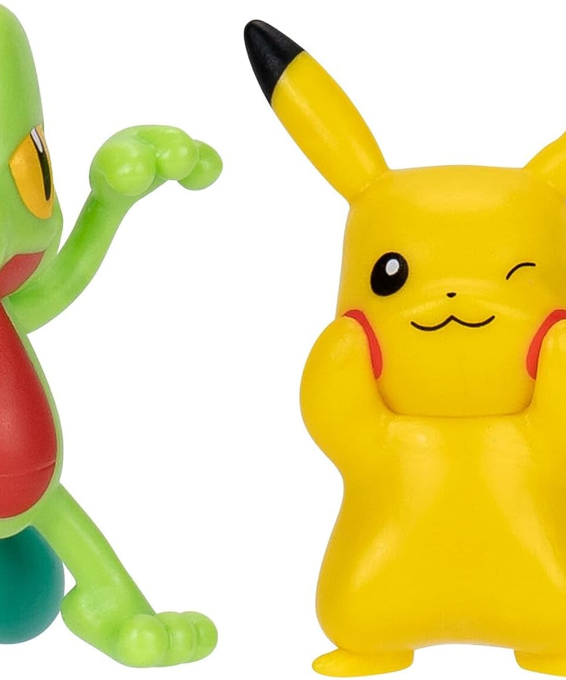 Pokemon Pikachu & Treecko Figures, Detailed Official Figures, Battle Ready, Action Figurines, Collectibles, Display Toys for Boys, Battle Figure