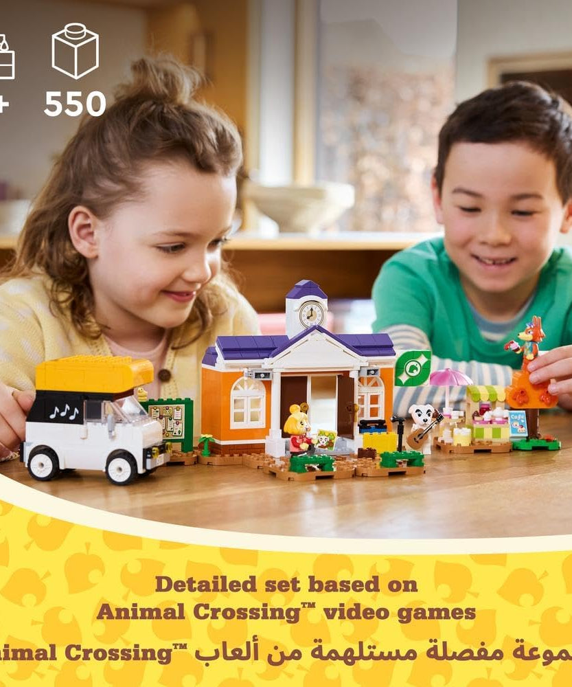 LEGO Animal Crossing K.K.'s Concert at the Plaza Building Toy for 7 Plus Year Old Girls and boys, with Café Playset, Figures and Vehicle from the Video Games, Pretend Play Gift for Kids 77052
