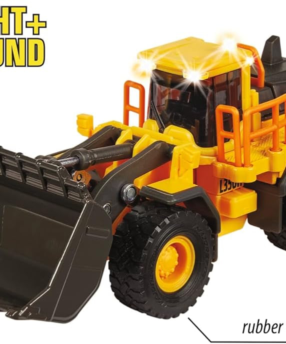 Majorette Grand Series Construction Volvo Wheel Loader L350H Die-Cast – Realistic Sound & Light Features, Movable Shovel, Sturdy Metal Design, One Size, Kids 3+