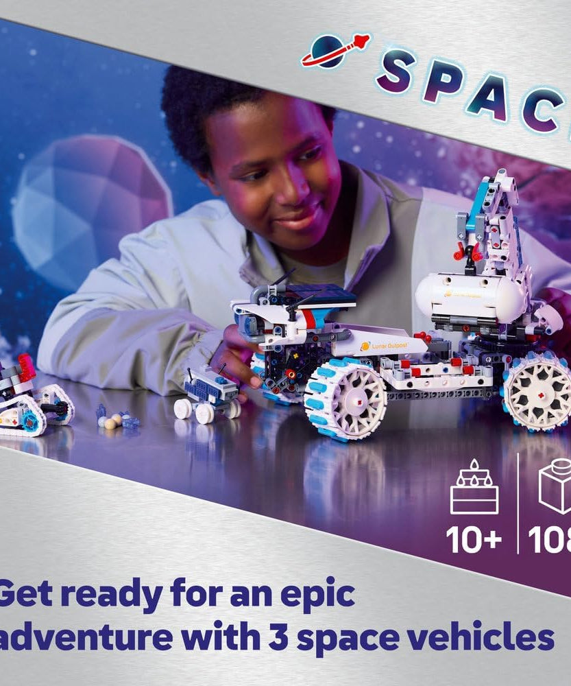 LEGO Technic Lunar Outpost Moon Rover Space Vehicle - Interactive STEM Toy with a Crane & Solar Panels - Robot Model - Birthday Gift for 10+ Year Old Boys & Girls - 42211