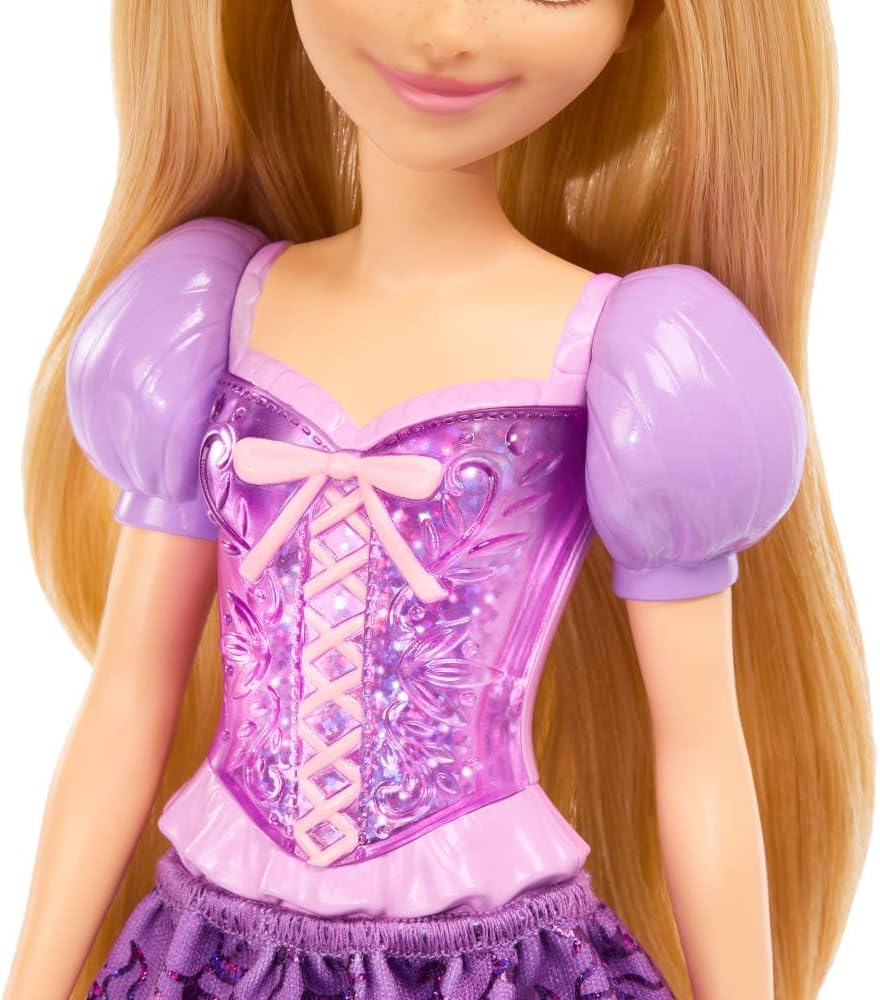 Disney Princess Rapunzel Doll, Fashionable Tangled Character Doll with Removable Skirt, Tiara, Shoes and Posable Limbs, Ages 3+