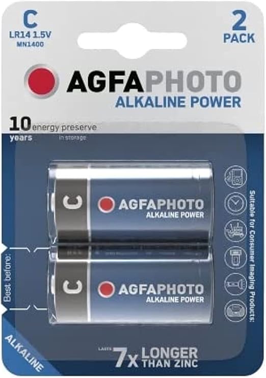 AGFAPHOTO Alkaline Long Lasting Power C LR14 Pack of 2 Batteries