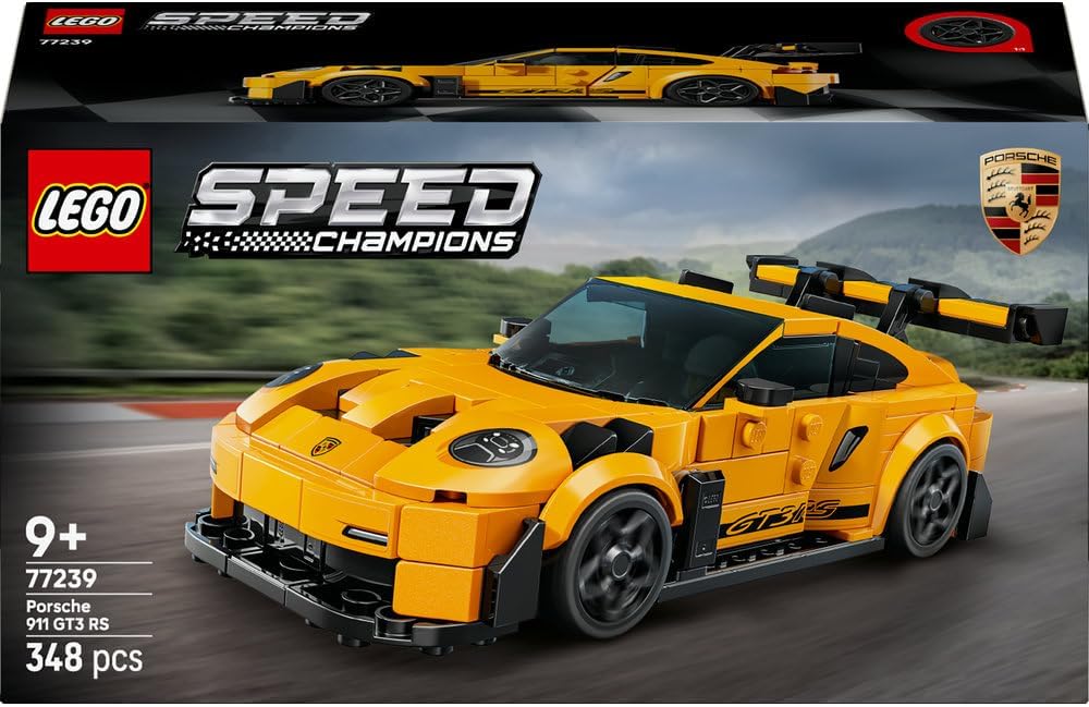 LEGO Speed Champions Porsche 911 GT3 RS Super Car Toy - Car Model Kit with a Driver Minifigure - Birthday Gift for 9+ Year Old Boys - 77239