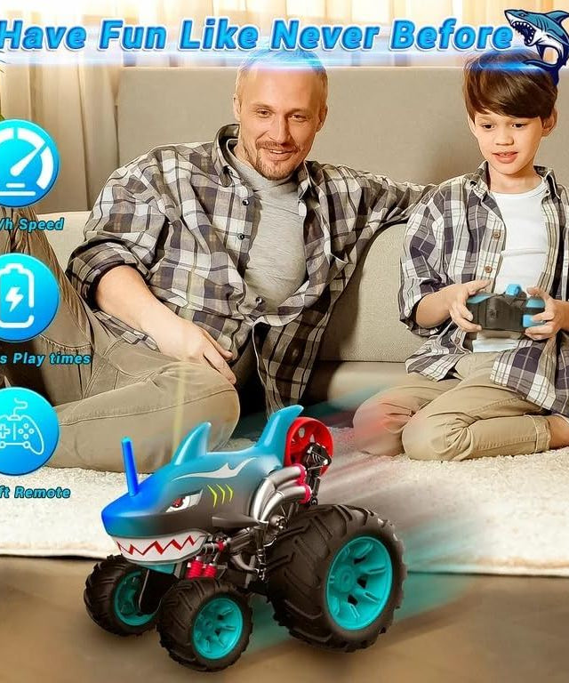 Crazon 1:14 Shark Stunt RC Car, 5 Wheel Anti Flip Design, 360° Spin, Drift Action, Rear Wheel Standing, 2.4GHz Remote Control Car for Kids 3+