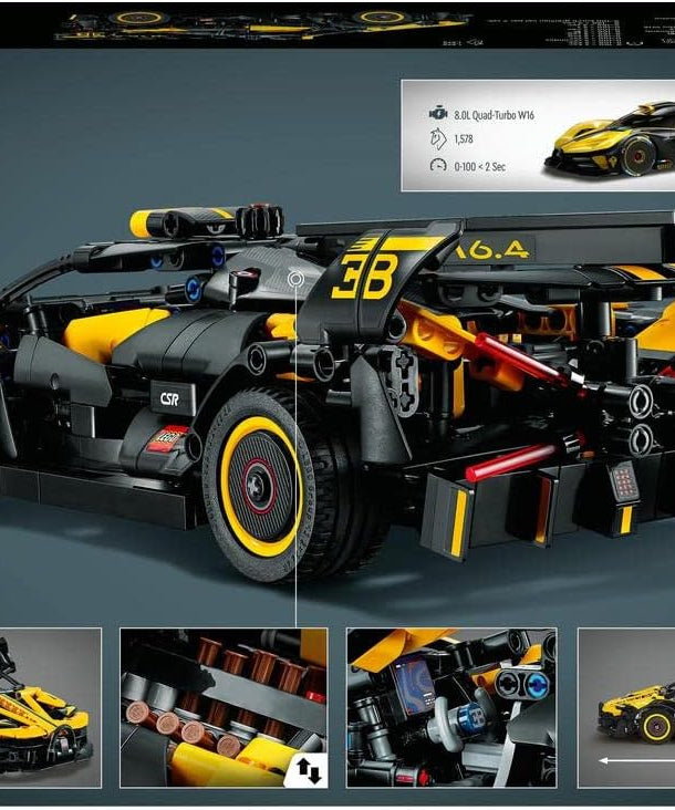LEGO Technic Bugatti Bolide Racing Car Model Building Set, Engineering Toy for 9 Plus Year Old Boys & Girls, Collectible Iconic Sports Vehicle Construction Kit, Birthday Gift for Kids 42151