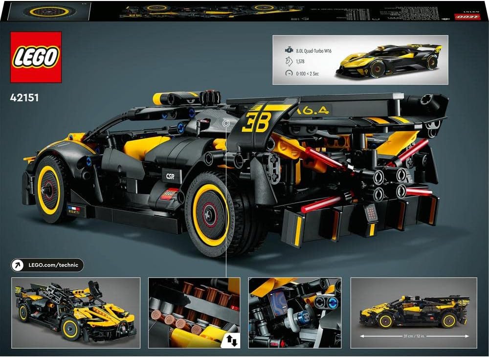 LEGO Technic Bugatti Bolide Racing Car Model Building Set, Engineering Toy for 9 Plus Year Old Boys & Girls, Collectible Iconic Sports Vehicle Construction Kit, Birthday Gift for Kids 42151