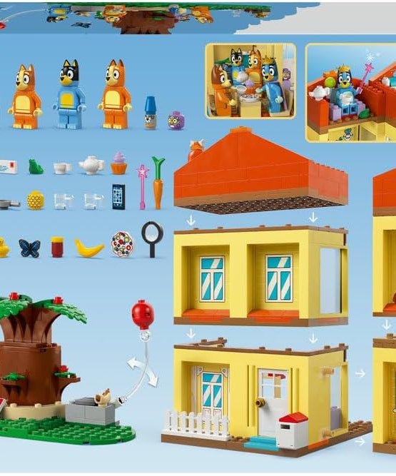 LEGO Bluey: Bluey's Family House Toy - Modular Playset with Multiple Rooms, a Garden, 4 Minifigures & Fun Accessories - Birthday Gift for 4+ Year Old Girls & Boys or TV Show Fans - 11203