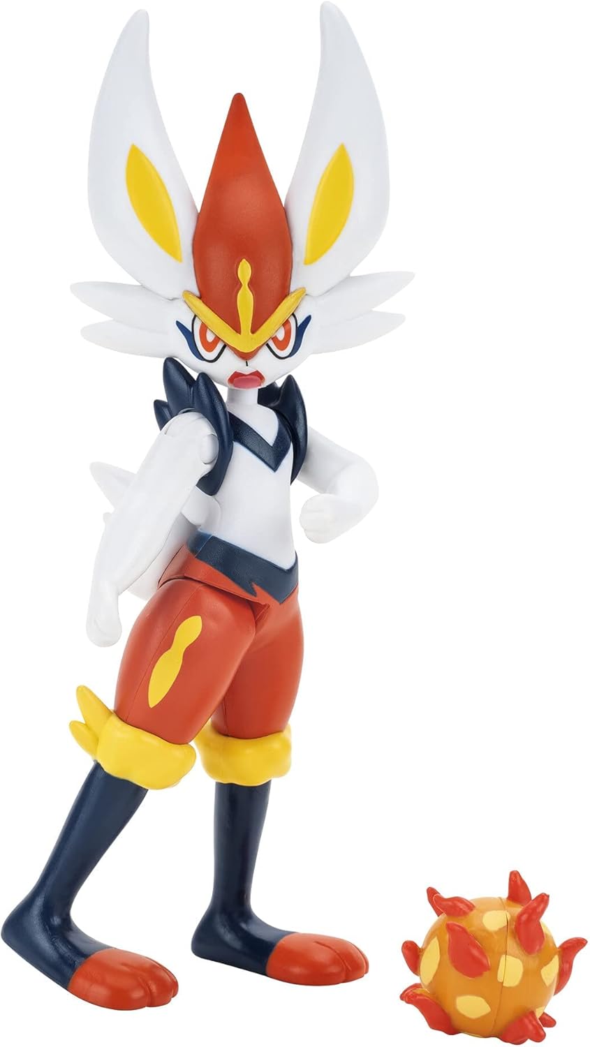 Pokemon Cinderace 11 cm Figures, Detailed Official Figures, Deluxe Action, Battle Ready, Action Figurines, Collectibles, Display Toys for Boys, Battle Feature Figures