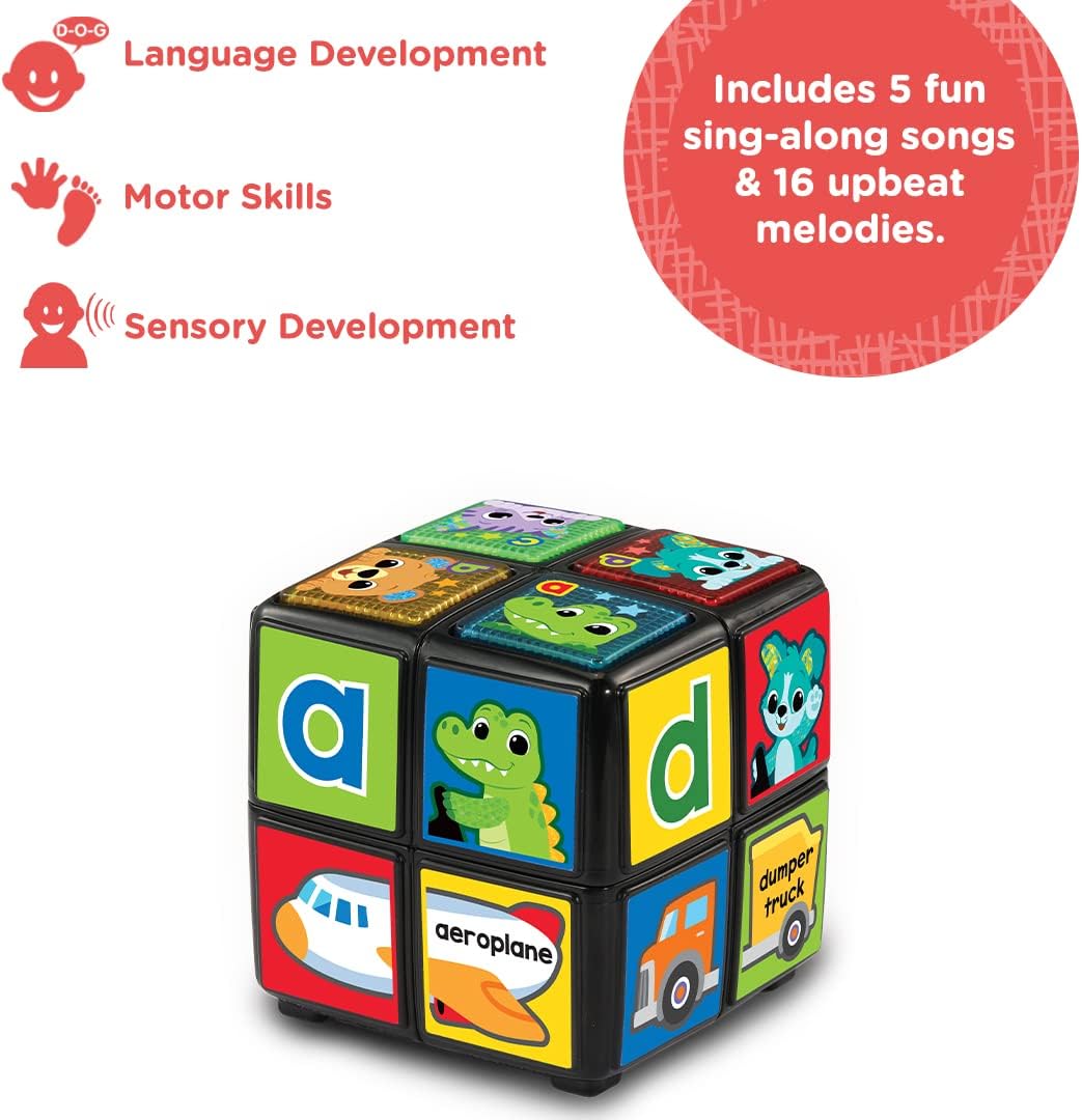 VTech Baby Twist & Teach Animal Cube Interactive Sensory Toy with Music Lights Colours Educational Learning Toy for Toddlers 18-36 Months Boys and Girls Includes Cube and Quick Start Guide Multicolor