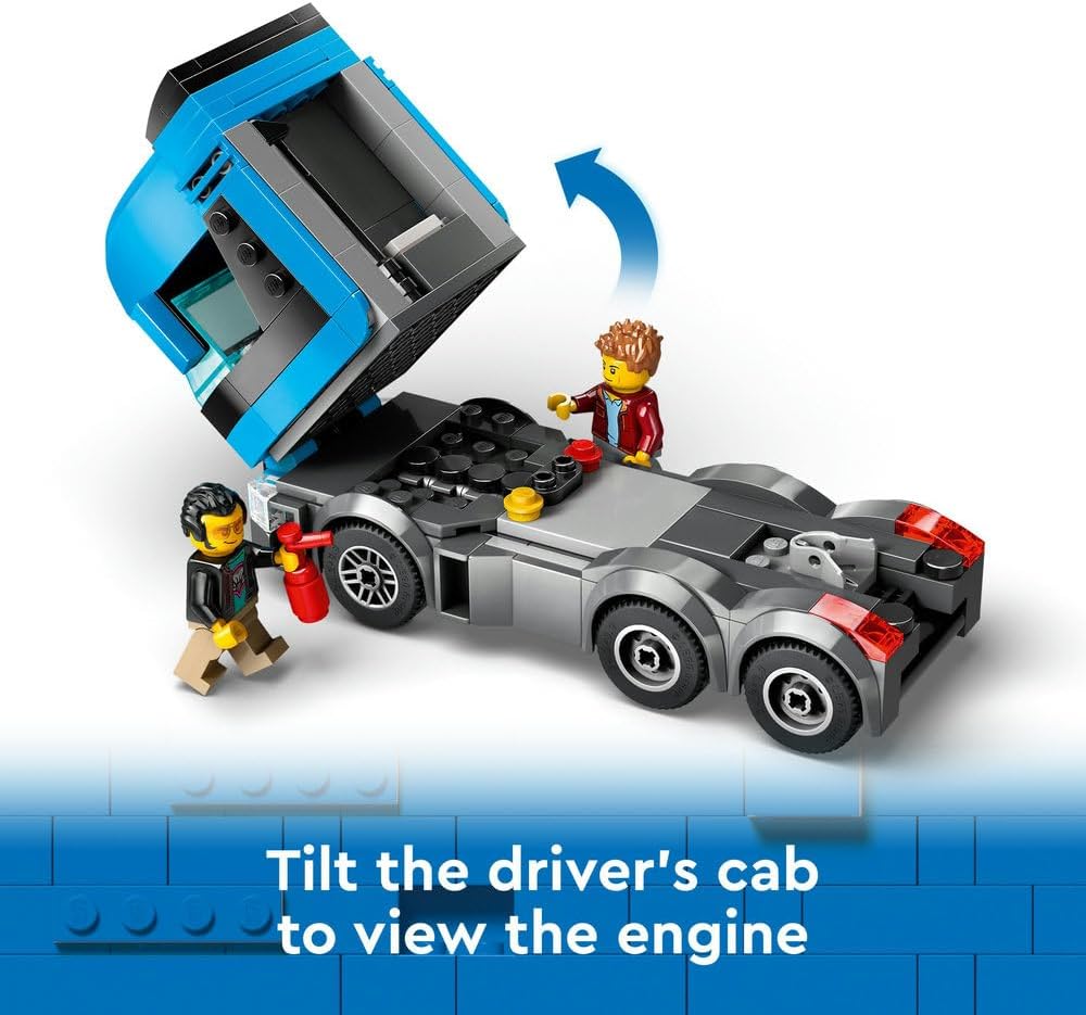 LEGO City Car Transporter Truck with Sports Cars, 4 Vehicle Toy Set for 7 Plus Year Old Kids, Boys & Girls, with Trailer and 4 Minifigures for Imaginative Play, Creative Gift Idea 60408