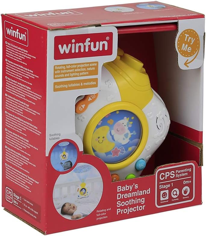 Winfun Baby’s Dreamland Soothing Projector Night Light for Infants Multicolor Rotating Light Lullabies Soothing Sounds Calming Sleep Crib Toy 0 Months+