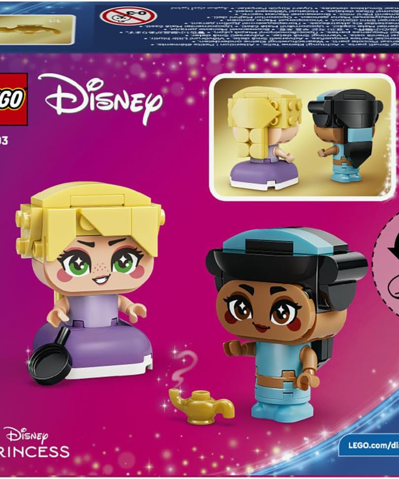 LEGO|Disney Princess Mini Jasmine & Rapunzel Figures - Collectible Toy w/ 2 Mini Dolls & Accessories incl. a Magic Lamp - Small Gift for 5+ Year Old Girls & Fans - 43303