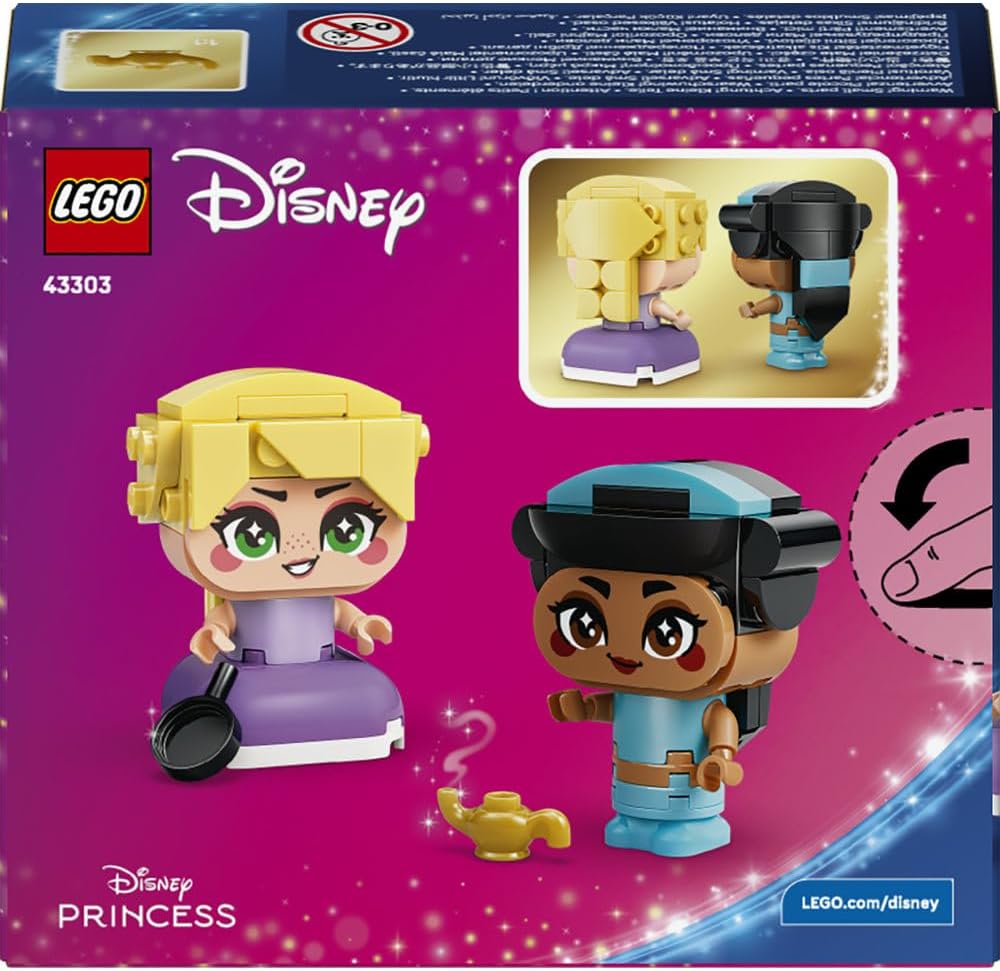 LEGO|Disney Princess Mini Jasmine & Rapunzel Figures - Collectible Toy w/ 2 Mini Dolls & Accessories incl. a Magic Lamp - Small Gift for 5+ Year Old Girls & Fans - 43303