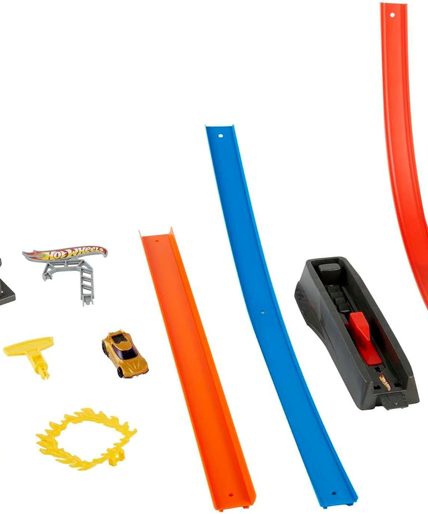 Hot Wheels Energy Track Set with Double Loop, Ring of Fire & 1 Vehicle – 5+ Years