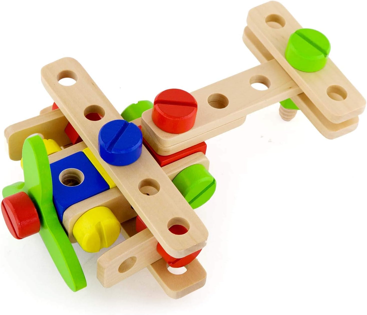 Viga Construction Block Set 68pcs, Wooden Building Blocks for Boys and Girls 3+, Creative Toy for Imaginative Play, Non-Toxic, Stacking and Construction Set