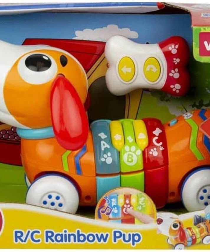 WinFun Activity Remote Control Puppy Toy, Interactive Walking Dog with Sounds, Lights, Letters and Shapes Learning Toy for Toddlers 3+ Months