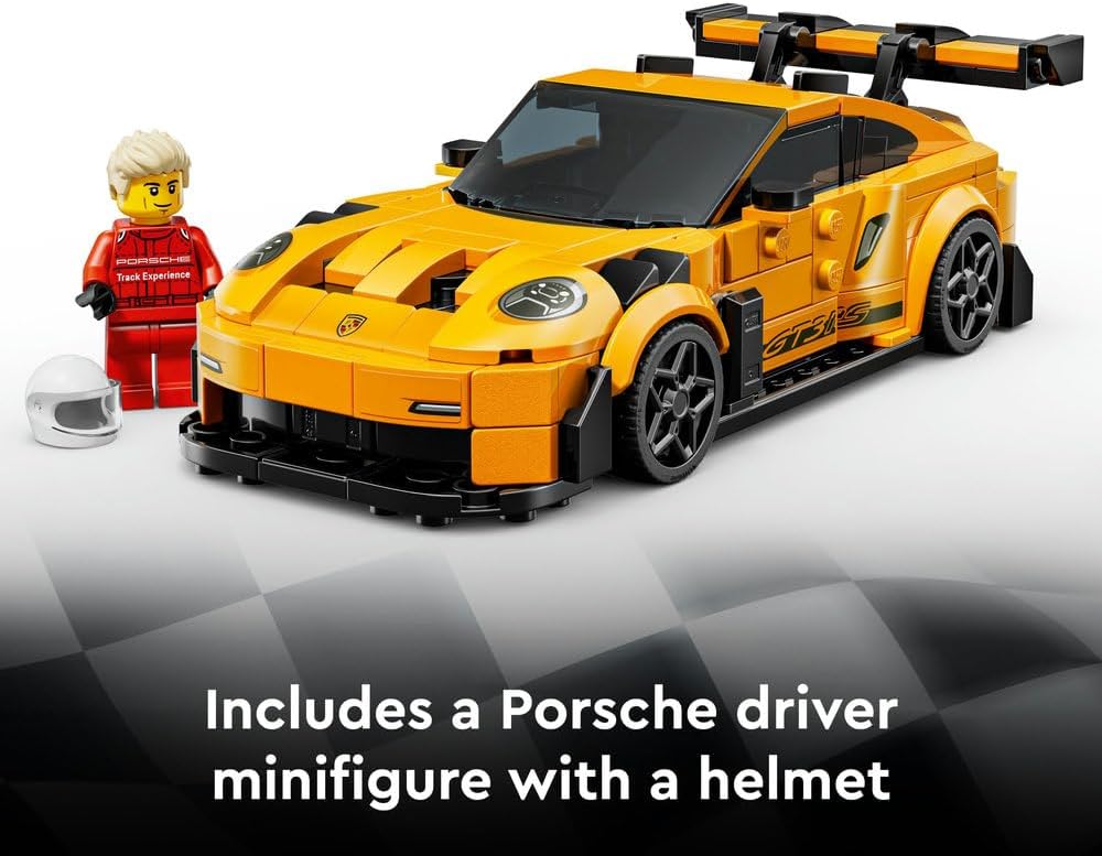 LEGO Speed Champions Porsche 911 GT3 RS Super Car Toy - Car Model Kit with a Driver Minifigure - Birthday Gift for 9+ Year Old Boys - 77239