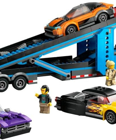 LEGO City Car Transporter Truck with Sports Cars, 4 Vehicle Toy Set for 7 Plus Year Old Kids, Boys & Girls, with Trailer and 4 Minifigures for Imaginative Play, Creative Gift Idea 60408