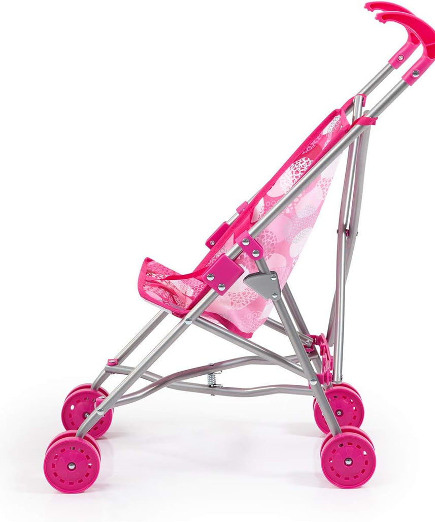 Bayer Dolls Buggy Pink for 46cm Dolls, Foldable Pushchair Stroller with Double Wheels and Safety Belt, 3Y+ Years