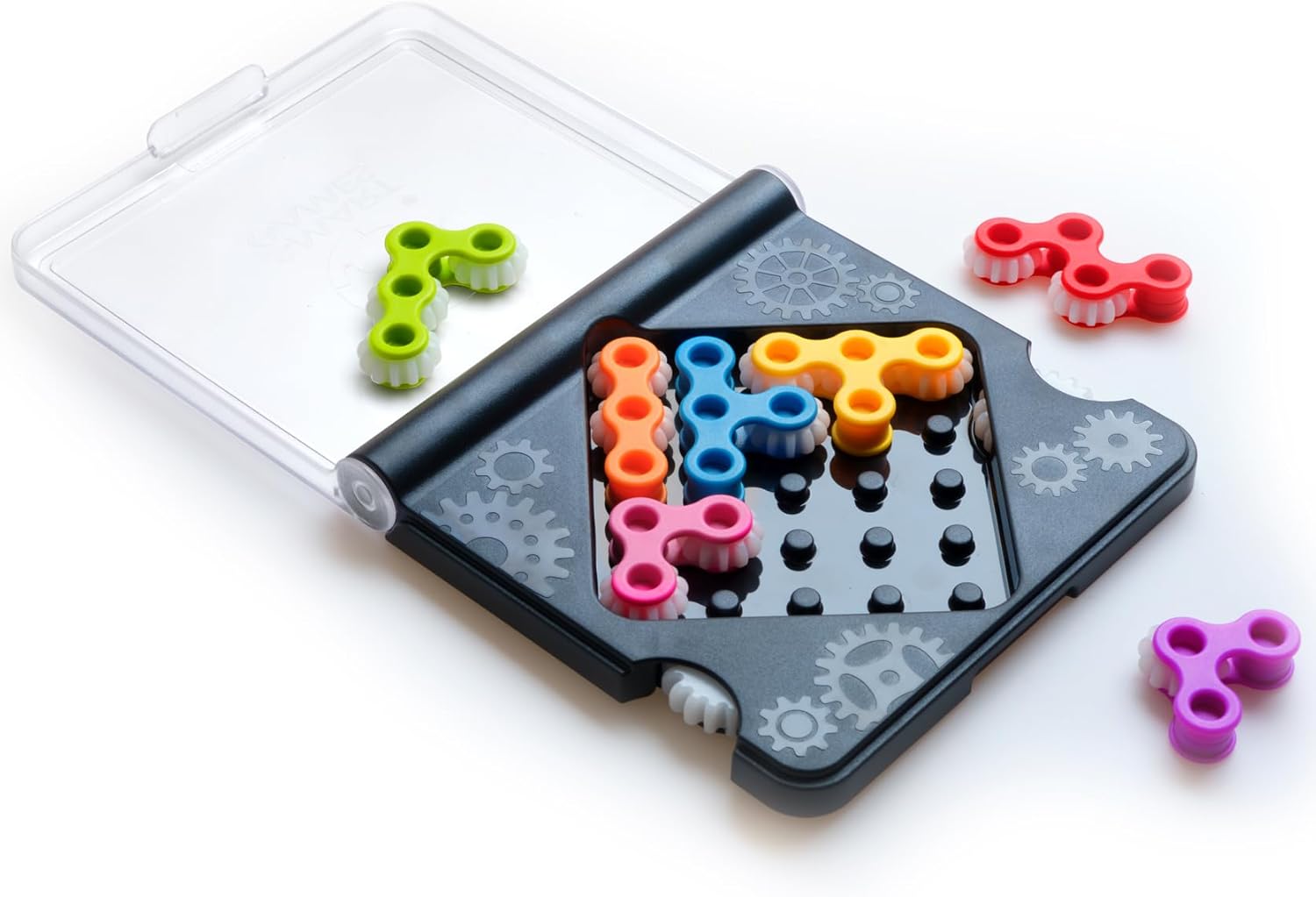 SmartGames IQ Gears, Fun IQ Brain Teaser Puzzle, Cognitive Development STEM Toy with 120+ Challenges, Travel Friendly Handheld Educational Matching Puzzle Game, Suitable for Children Above 7+