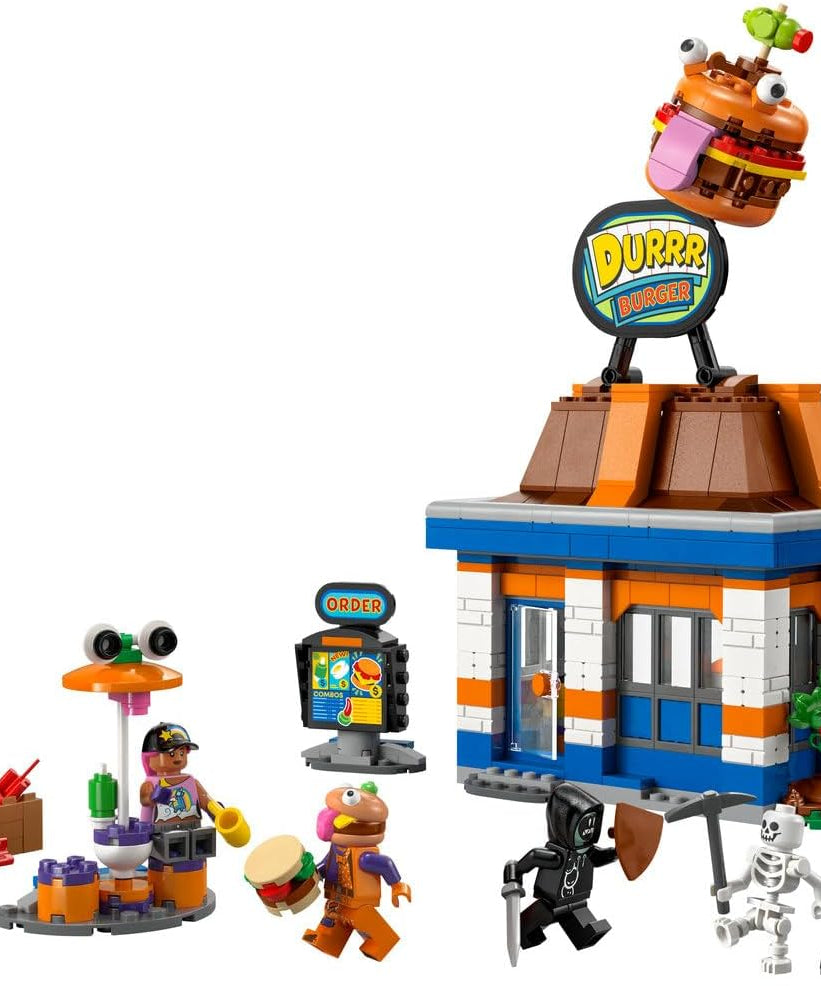 LEGO Fortnite Durrr Burger Restaurant - Creative Toy with Beach Bomber, Beef Boss & Grimey Minifigures - Collectible Gaming Gift for 10+ Year Old Boys & Girls - 77076