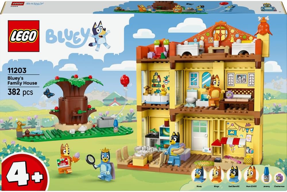 LEGO Bluey: Bluey's Family House Toy - Modular Playset with Multiple Rooms, a Garden, 4 Minifigures & Fun Accessories - Birthday Gift for 4+ Year Old Girls & Boys or TV Show Fans - 11203