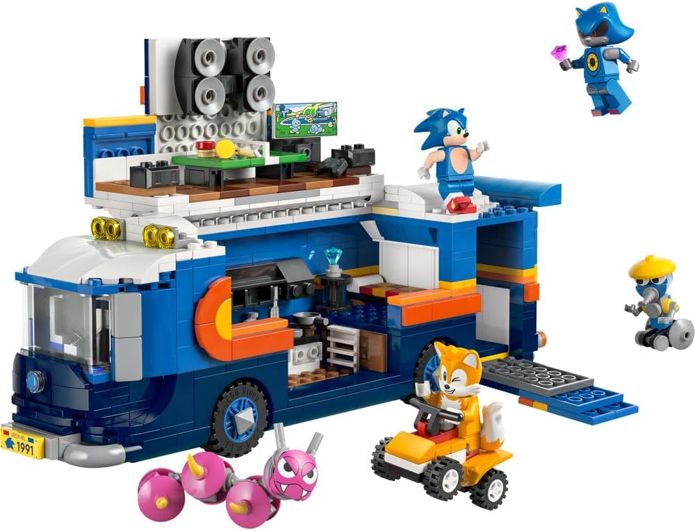 LEGO Sonic the Hedgehog Team Sonic Command Truck Toy - Interactive Set with an ATV Car & 5 Figures incl. Tails - Gift for 8+ Year Old Boys, Girls & Gaming Fans - 77006
