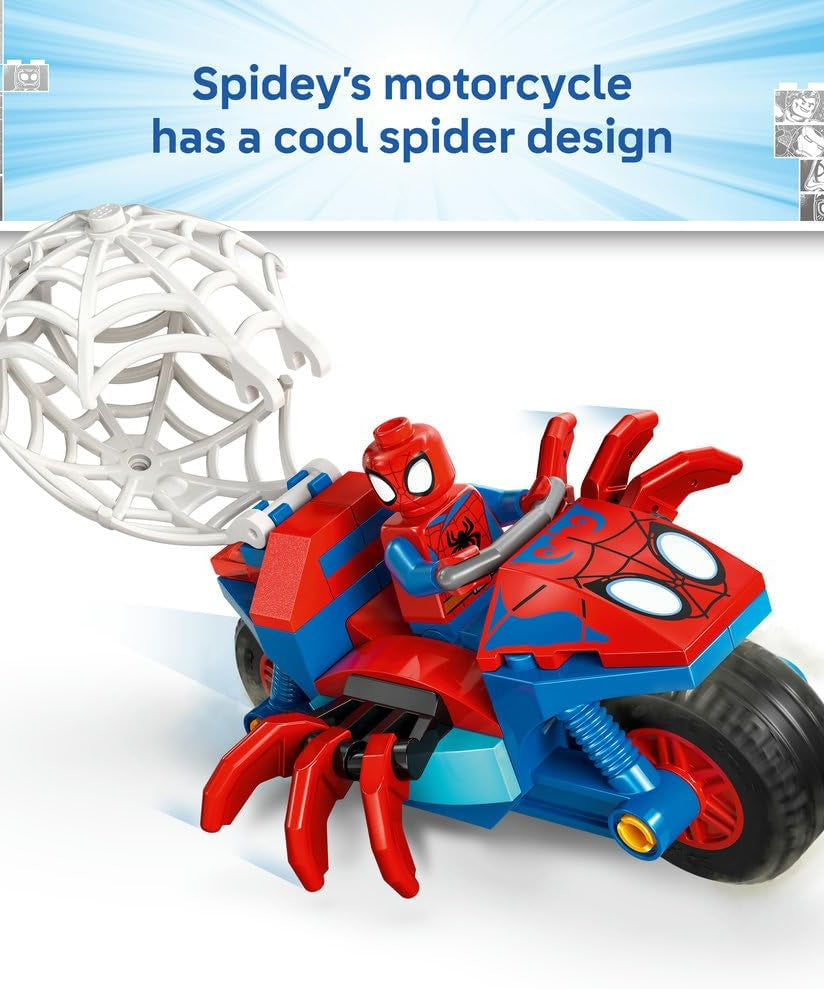 LEGO ǀ Marvel Spidey on his Motorcycle vs. Rhino - SuperHero Toy w/a Motorbike & 2 Minifigures - Gift for 4+ Year Old Boys and Fans of the Spidey and his Amazing Friends Show - 11206