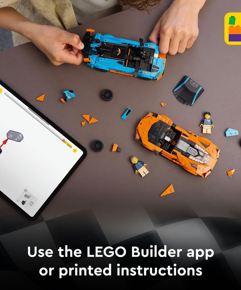 LEGO Speed Champions Lamborghini Revuelto & Huracán STO - Toy Race Cars Model Kit incl. 2 Driver Minifigures - Ramadan Gift for 10+ Year Old Boys - 77238