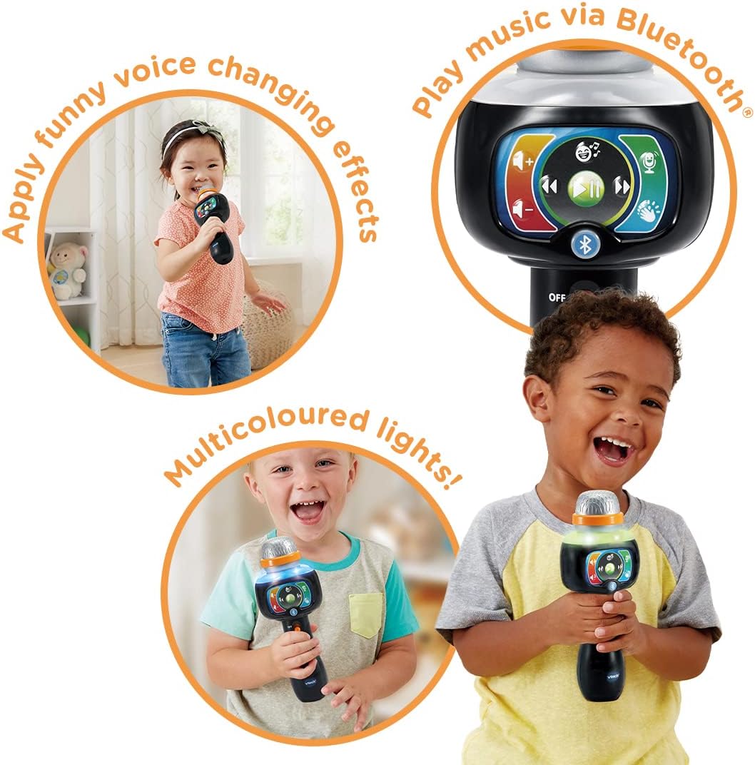 VTech Singing Sounds Microphone Musical Toy with Bluetooth Voice Effects Lights and Built In Songs for Kids Ages 2 to 4 Plus