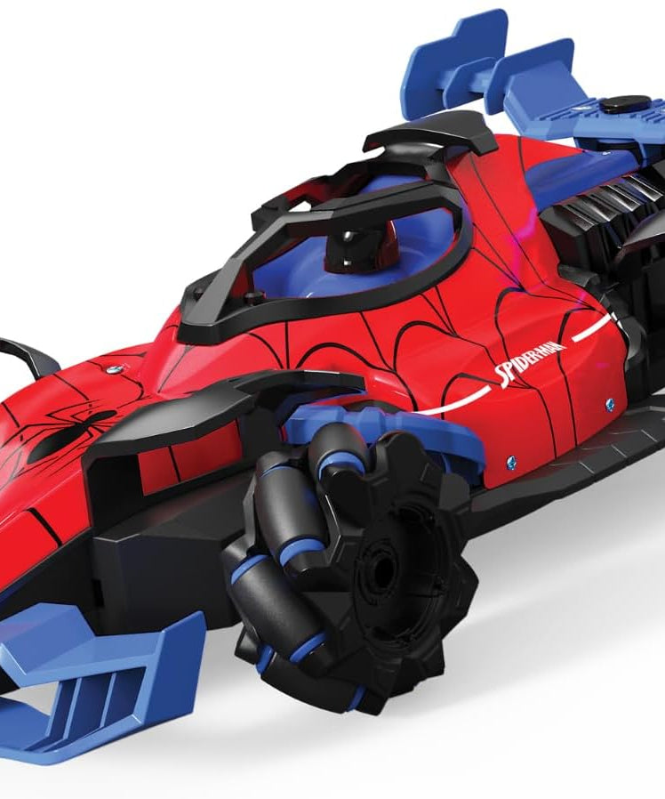 Marvel Spider-Man Aero Spitz GT RC Stunt Car – 2.4 GHz Remote Control Drifting Vehicle with Mecanum Wheels, Water Mist Spray, Music & LED Lights, 360° Spins, Official Marvel Toy for Kids Ages 6+