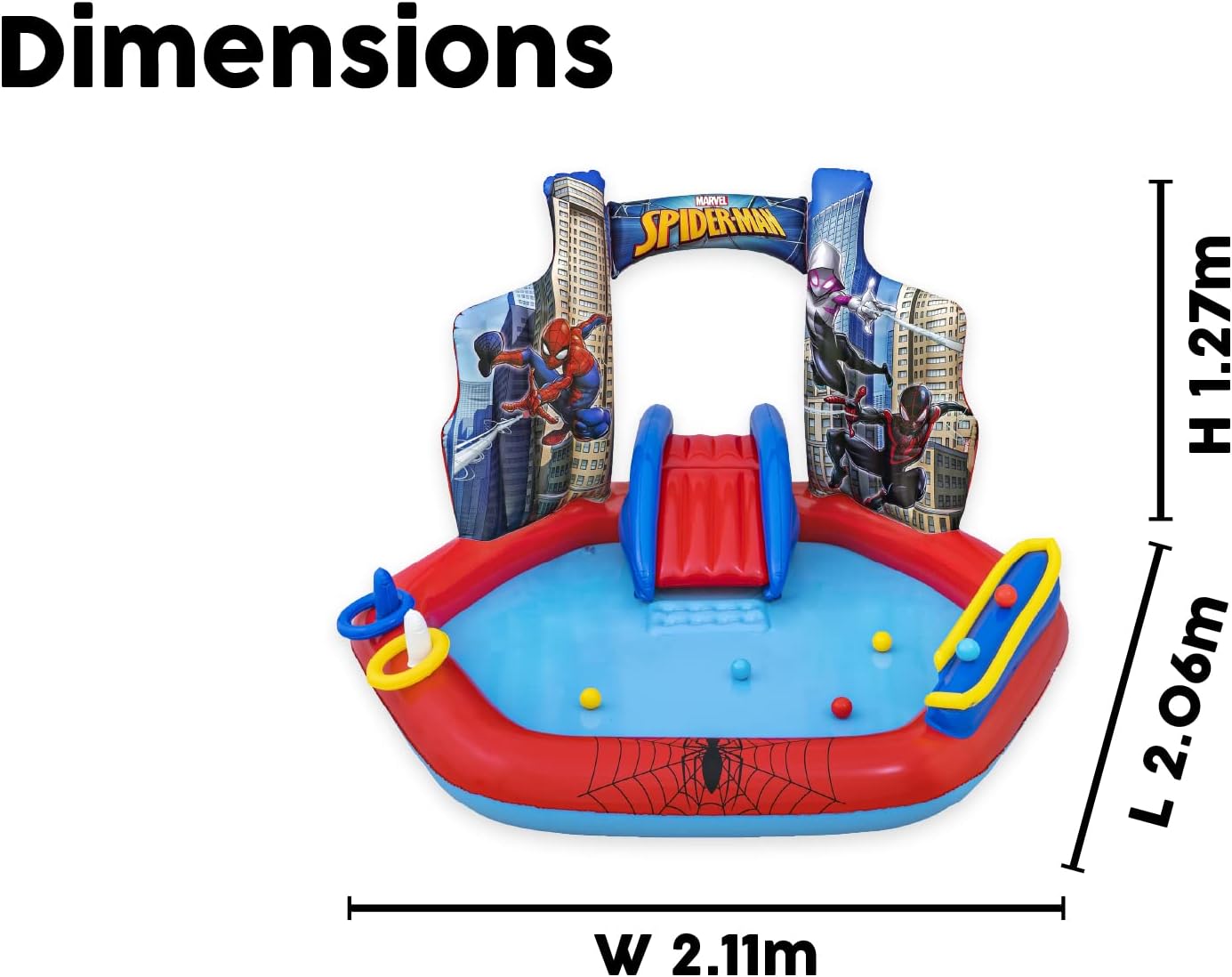 Bestway Spider-Man Splash Pad - Outdoor Kids Paddling Pool Sprinkler - Water Play Mat for Children Aged 2+