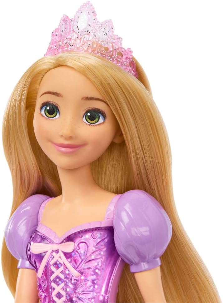 Disney Princess Rapunzel Doll, Fashionable Tangled Character Doll with Removable Skirt, Tiara, Shoes and Posable Limbs, Ages 3+