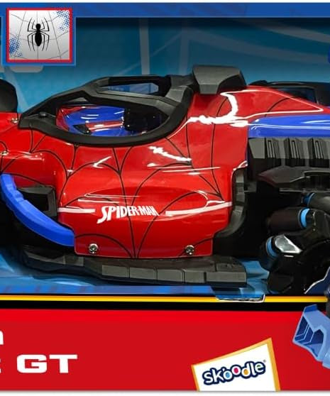 Marvel Spider-Man Aero Spitz GT RC Stunt Car – 2.4 GHz Remote Control Drifting Vehicle with Mecanum Wheels, Water Mist Spray, Music & LED Lights, 360° Spins, Official Marvel Toy for Kids Ages 6+