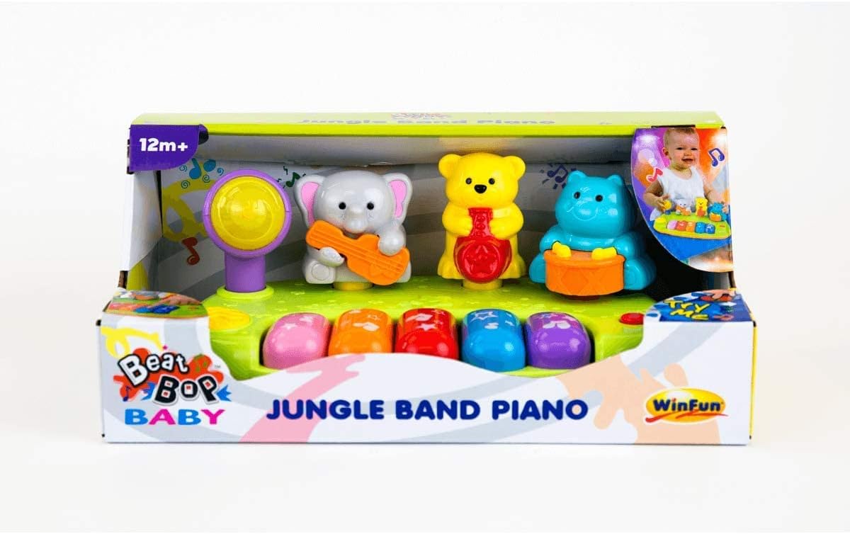 Winfun Jungle Band Piano, Light Up Musical Keyboard with Animal Sounds and Jungle Melodies, Interactive Music Toy for Toddlers, For Boys and Girls 18M+