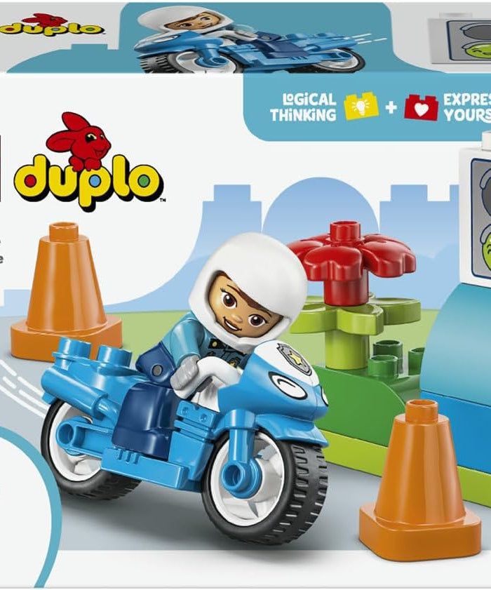 LEGO DUPLO Blue Police Motorcycle - Educational Motor Skills Toy for Toddlers - incl. a Motorbike, Officer Figure, Traffic Lights - Birthday Gift for 2+ Year Old Boys & Girls - 10471