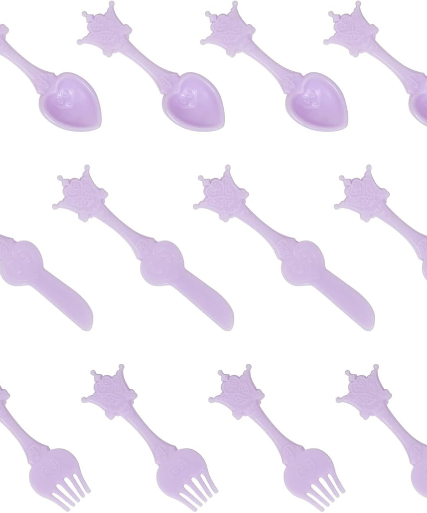 Disney Princess 26-Piece Toy Dinnerware Set, Multicolor Pretend Play Tea Set with Plates, Cups, Spoons, Forks, Knives, Teapot, Sugar Bowl and Creamer, Kids 3+