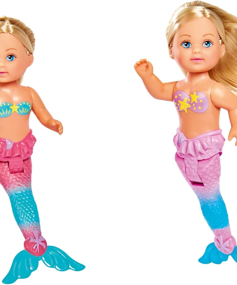 Simba Evi Love Little Mermaid Doll – 2 Assorted Designs, Movable Tail Fin, 12 cm, Ages 3+