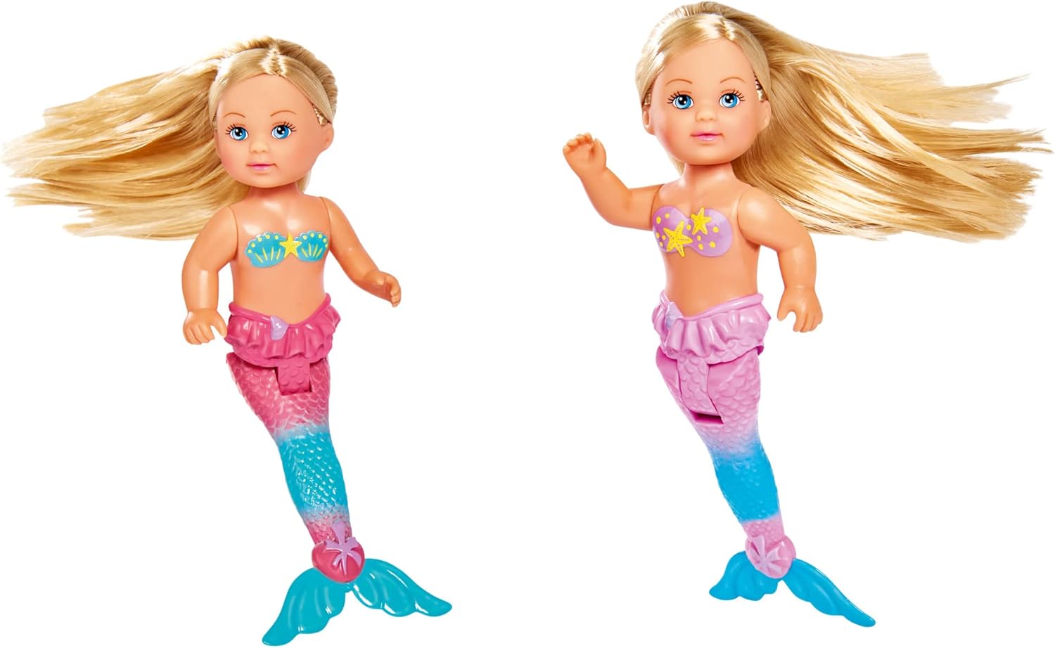 Simba Evi Love Little Mermaid Doll – 2 Assorted Designs, Movable Tail Fin, 12 cm, Ages 3+
